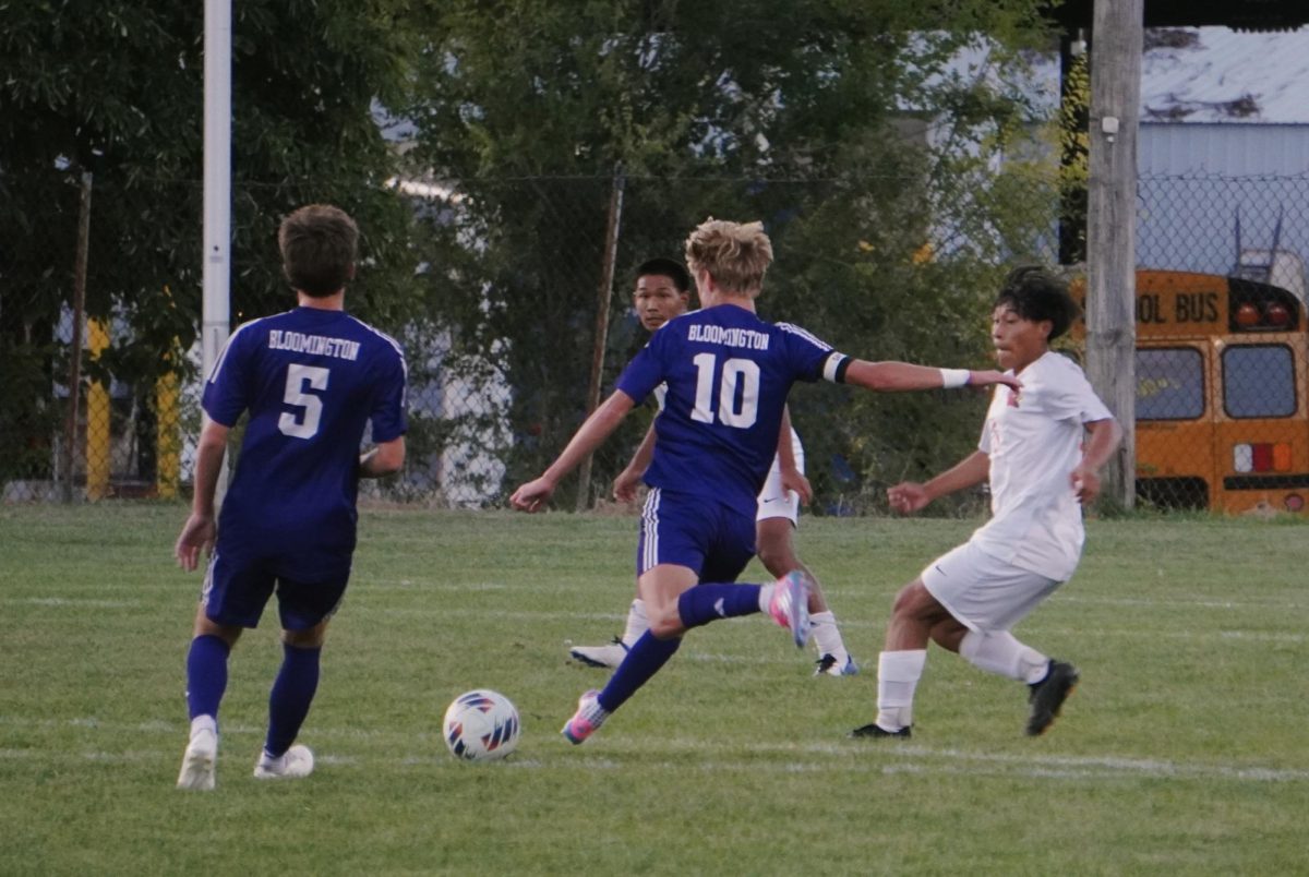 Senior boys soccer captain Brayden Doyle looks to score against Southport on Saturday